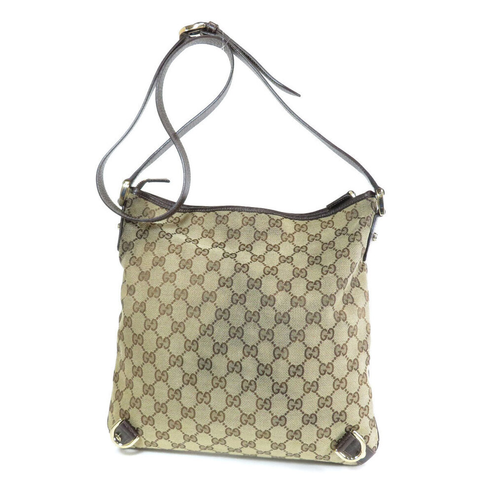 Gucci beige canvas ebony Abbey GG Ring messenger bag